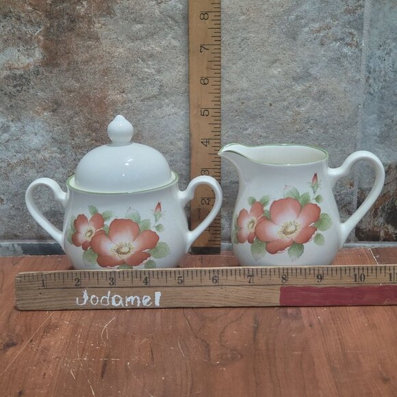 Vintage Keltcraft by Noritake Wild Rose Creamer & Sugar Set Ireland - Picture 8 of 10